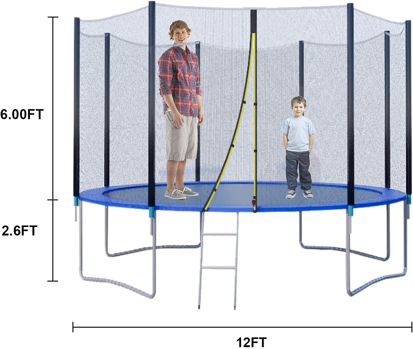 YAKEY 12FT Trampoline with Safety Enclosure Net