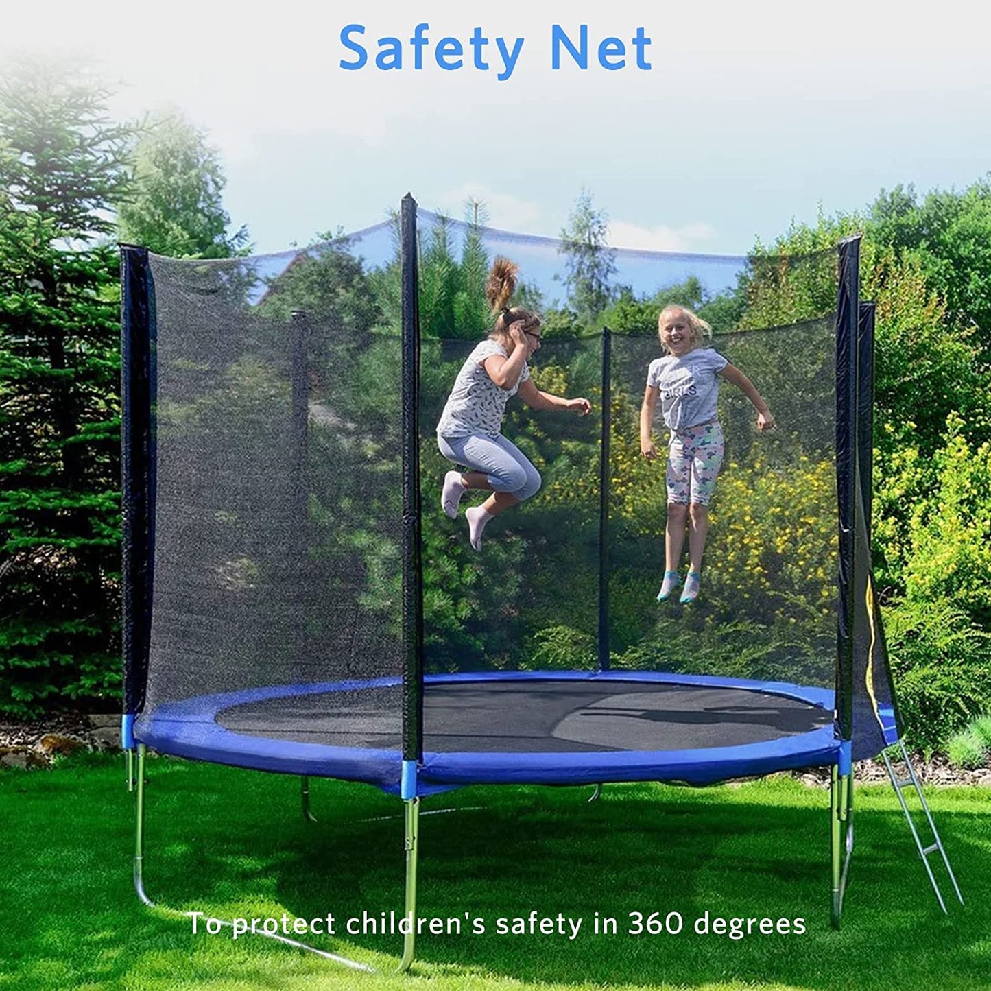 YAKEY 10FT Trampoline with Safety Enclosure Net