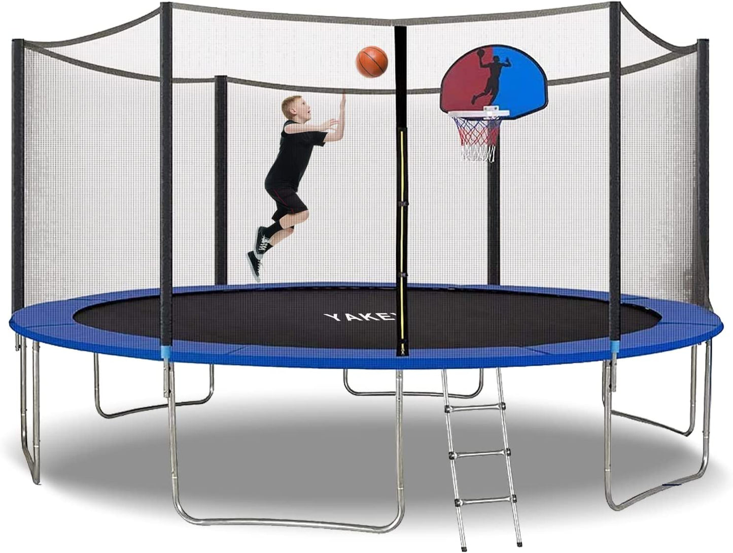 YAKEY 15FT Trampoline with Safety Enclosure Net